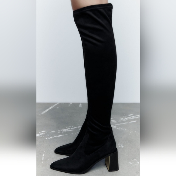 NWT Zara Heeled Over the Knee Boots - Picture 5 of 7